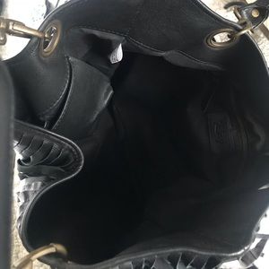 Black Leather Fringe Tote